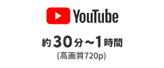 YouTube 約30分〜1時間（通常画質720p）